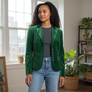 Tahari Womens Blazer Green 6 Velvet Business Office Formal Career Work Corporate